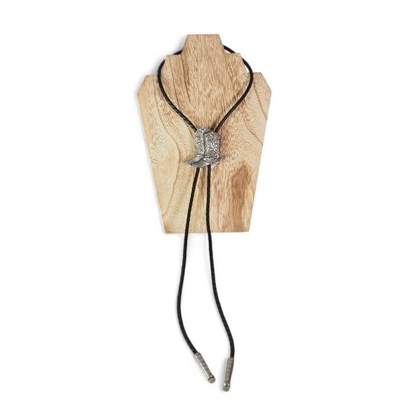 EGE Vintage 9'92 Pewter Western Cowboy Boots Bolo Tie - Picture 3 of 7